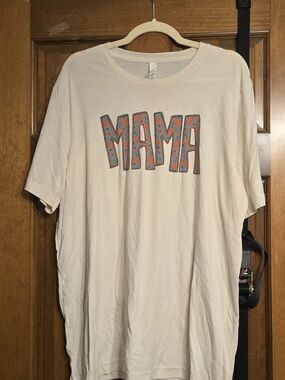 Mama Pumpkin Graphic Tee in Cream with Blue & Orange Print